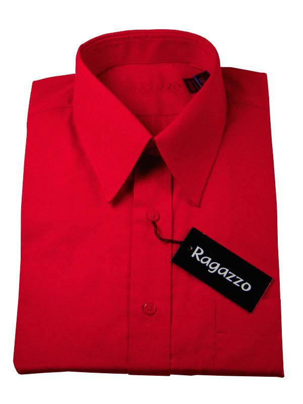 Ragazzo 7370 100% Cotton Boy s Dress Shirt - Solid Broadcloth - Scarlet Hot on Sale