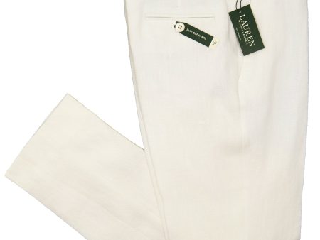 Lauren Ralph Lauren 21535P 100% Linen Boy s Suit Separate Pant - Solid - White Cheap