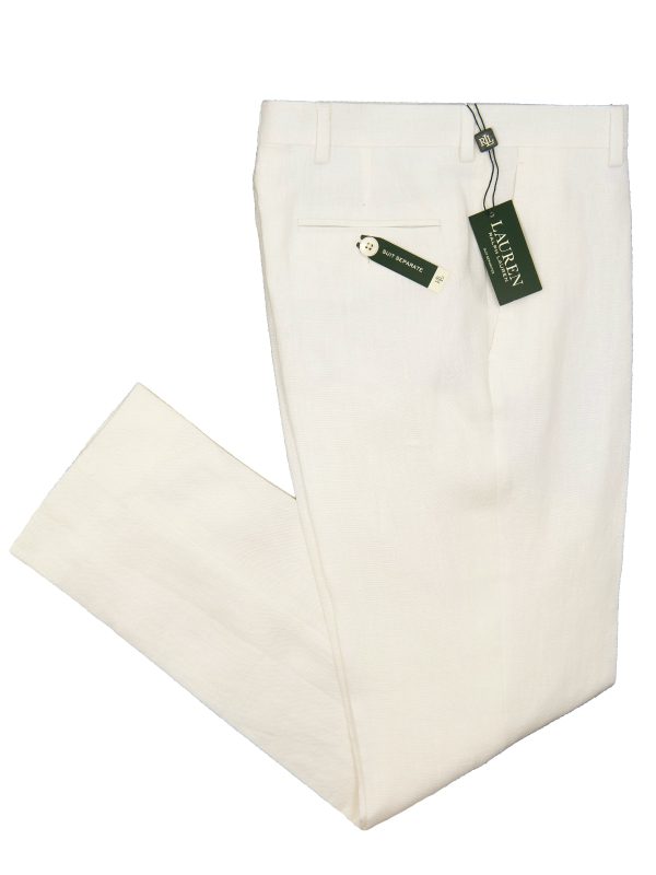 Lauren Ralph Lauren 21535P 100% Linen Boy s Suit Separate Pant - Solid - White Cheap