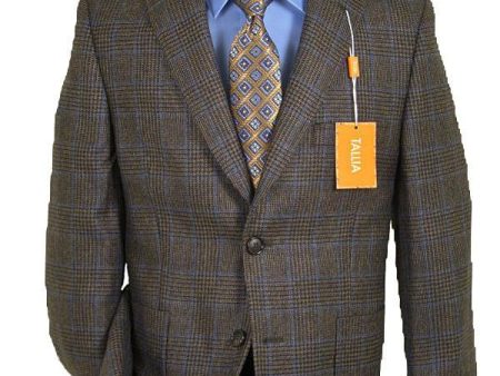 Tallia 10877 Boy s Sport Coat - Plaid - Dark Olive For Discount