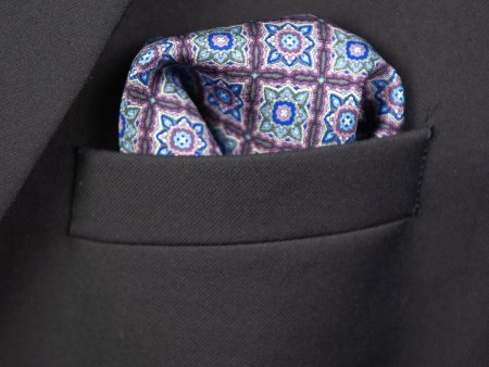 Heritage House Pocket Square 32725 - Medallion - Purple Blue Online Hot Sale