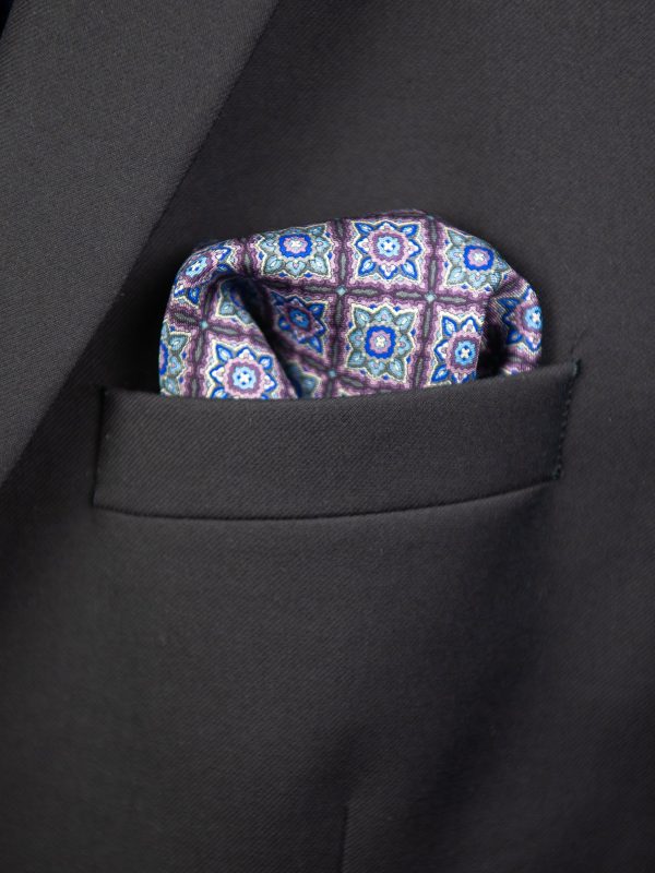 Heritage House Pocket Square 32725 - Medallion - Purple Blue Online Hot Sale