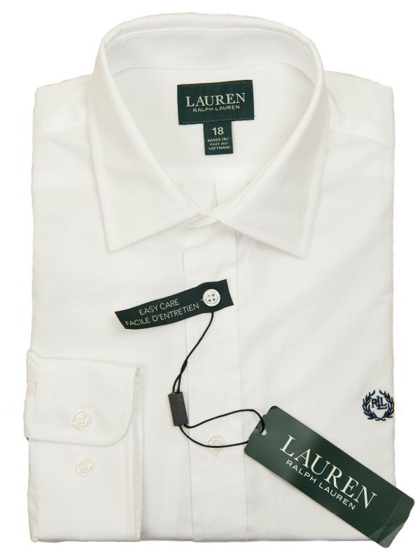 Lauren Ralph Lauren 27920 Boy s Dress Shirt-White-Solid Online Sale