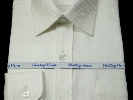 Heritage House 8338 100% Pima Cotton Boy s Dress Shirt - Herringbone - White Online Sale