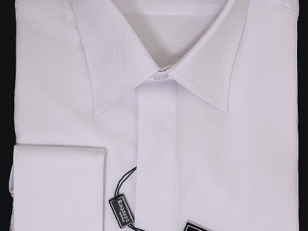 Ragazzo 8219 Boy s Dress Shirt - French Cuff - Tonal Diagonal Weave - White Online Hot Sale