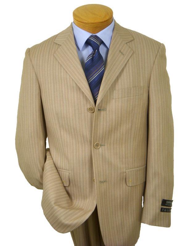 Tulliano 152 100% Wool Boy s Suit - Stripe - Camel Fashion