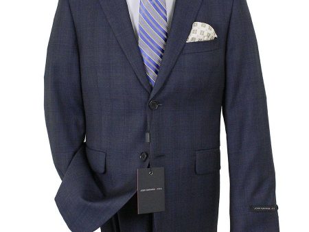 John Varvatos 22215 100% Wool Boy s Suit - Plaid - Navy on Sale