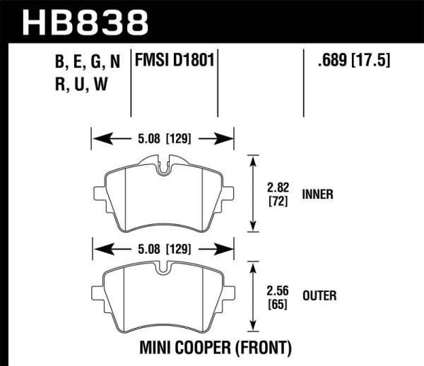 Hawk 17-19 Mini Cooper Clubman 1.5L PC Street Front Brake Pads For Discount