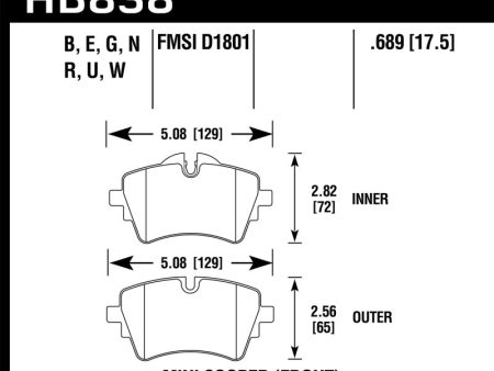 Hawk 17-19 Mini Cooper Clubman 1.5L PC Street Front Brake Pads For Discount